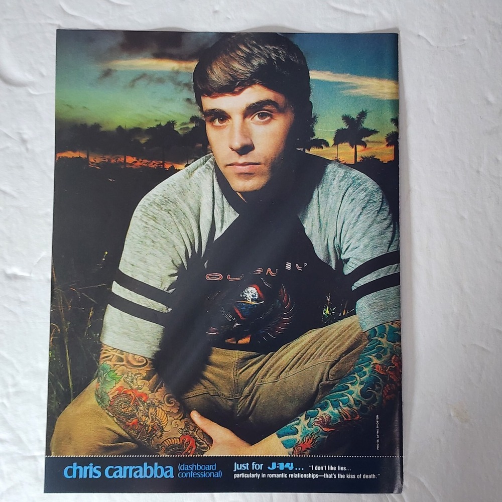 Chris Carrabba PINK singer double-sided vintage 2005 pinup clipping 8x10.5